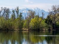 Floriansee mit Gipfel des Wendelstein dahinter
